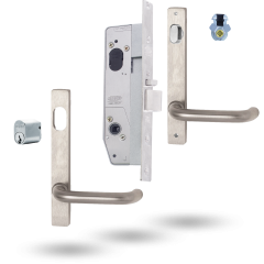 SELECTOR LOCKING KIT - 38MM INCL FURNITURE LONG FOREND PLATE SATIN CHROME