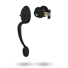 SYMMETRY DEADBOLT AND MAYFAIR GRIPSET MATT BLACK KIT BLACK
