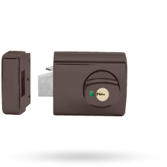 RIMLOCK D/LATCH KNOB DBL CYL OPEN IN TIMBER STRIKE - DISPLAY BROWN