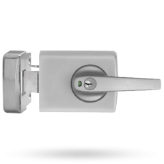 RIMLOCK D/LATCH LEVER DBL CYL OPEN IN TIMBER STRIKE SATIN CHROME PEARL