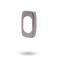 BRASS RECTANGULAR OVAL CYLINDER ESCUTCHEON SATIN CHROME