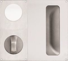DETENTION PLATE VISIBLE FIX - CYLINDER WITH FLUSH PULL AND KNOB 21 LH STAINLESS STEEL