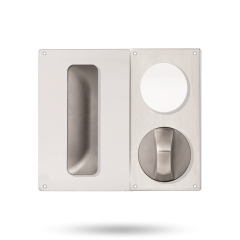 DETENTION PLATE VISIBLE FIX - CYLINDER WITH FLUSH PULL AND KNOB 21 RH STAINLESS STEEL