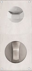 DETENTION PLATE NARROW VISIBLE FIX - STD TURN WITH LEVER 21 LH STAINLESS STEEL