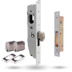 SYNERGY PRIMARY 23MM DEADLOCK 22MM BOLT - FAB DBL CYLINDER SATIN CHROME