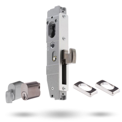 SYNERGY PRIMARY 23MM DEADLOCK 28MM HOOK BOLT - FAB CYLINDER AND THUMB TURN SATIN CHROME