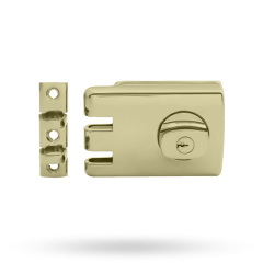 RIMLOCK D/LOCK KNOB DBL CYL LOOP STRIKE - DISPLAY BRASS