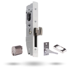 SYNERGY PRIMARY 23MM DEADLOCK 28MM HOOK BOLT - METAL CYLINDER AND ESCAPE TURN SATIN CHROME
