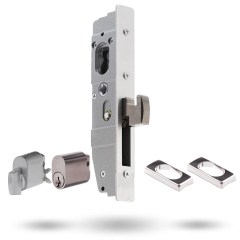 SYNERGY PRIMARY 23MM DEADLOCK 28MM HOOK BOLT - METAL CYLINDER AND THUMB TURN SATIN CHROME