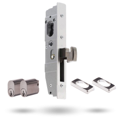 SYNERGY PRIMARY 23MM DEADLOCK 35MM HOOK BOLT - METAL DBL CYLINDER SATIN CHROME