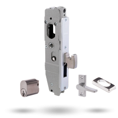 SYNERGY PRIMARY 30MM DEADLOCK 28MM HOOK BOLT WITH CYLINDER AND ESCAPE TURN SATIN CHROME
