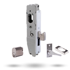SYNERGY PRIMARY 30MM DEADLOCK 28MM HOOK BOLT WITH CYLINDER AND ESCAPE TURN SATIN CHROME