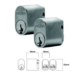 570 OVAL CYLINDER WITH U CAM - PAIR SATIN CHROME