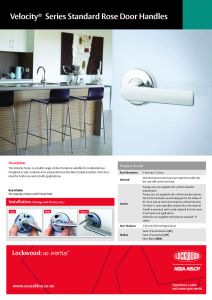 BROCHURE - VELOCITY STANDARD ROSE