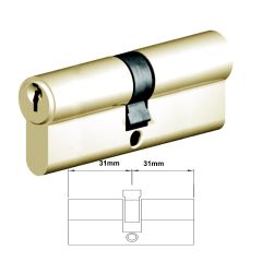 EURO CYLINDER FIXED CAM 5PIN DBL KEY 31/31 POLISHED BRASS