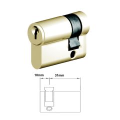 EURO CYLINDER FIXED CAM 5PIN HALF KEY 10/31 POLISHED BRASS