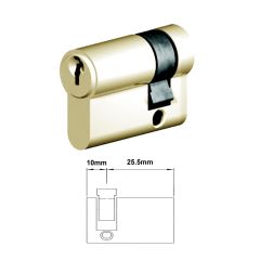 EURO CYLINDER FIXED CAM 4PIN HALF KEY 10/26 POLISHED BRASS