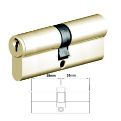 EURO CYLINDER FIXED CAM 6PIN DBL KEY 35/35 POLISHED BRASS