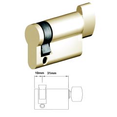 EURO CYLINDER FIXED CAM HALF TURN 10/31 POLISHED BRASS