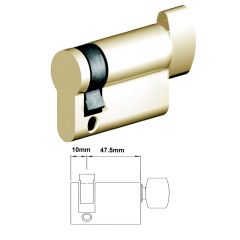 EURO CYLINDER FIXED CAM HALF TURN 10/48 POLISHED BRASS