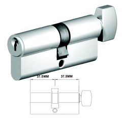 INTERLOCK C4 EURO PROFILE CYLINDER & TURN 37.5/37.5MM FIXED CAM 5 PIN SATIN CHROME