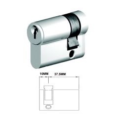EURO CYLINDER FIXED CAM 5PIN HALF KEY 10/37.5 SATIN CHROME