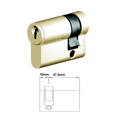EURO CYLINDER FIXED CAM 5PIN HALF KEY 10/48 POLISHED BRASS