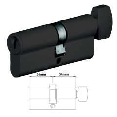 EURO CYLINDER FIXED CAM 5PIN KEY WITH TURN 35/35 BLACK