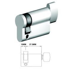 EURO CYLINDER FIXED CAM HALF TURN 10/38 SATIN CHROME