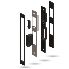 OPTIMUM/INDURO STRIKE KIT - LEFT HAND ALU FRENCH DOOR STAINLESS STEEL