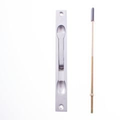 FLUSH BOLT-NARROW-SURFACE MT-NYLON 'D' TIP SATIN CHROME