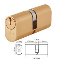 UNION OVAL PROFILE DOUBLE CYLINDER BRASS POLISHED BRASS