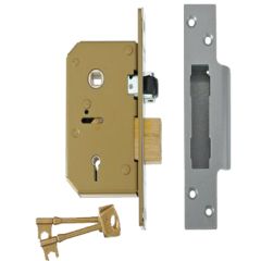 5 LEVER MORTICE SASH LOCK SATIN CHROME