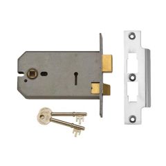 3 LEVER HORIZONTAL MORT LOCK SATIN CHROME
