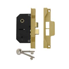 2 LEVER REBATED LOCK PB DP POLISHED BRASS
