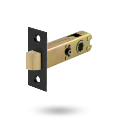 VELOCITY 5200 SERIES 60MM PRIVACY LATCH SQUARE END FACE PLATE AND D & T STRIKE ELECTRO BLACK ACE