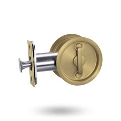 VIVID CAVITY SLIDER DOOR SET - PRIVACY SATIN BRASS