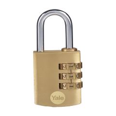 YALE PADLOCK BRASS COMBINATION 3 WHEEL 30MM