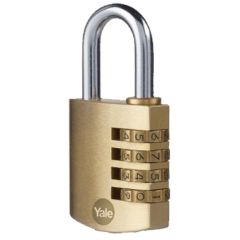 YALE PADLOCK BRASS COMBINATION 4 WHEEL 40MM