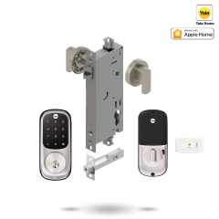 YALE ASSURE KEYED SMART-READY LOCK WITH APEX ROUND LEVER SATIN NICKEL