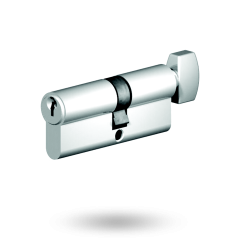 EURO CYLINDER FIXED CAM 5PIN KEY WITH TURN 37.5/31 - OFFSET SATIN CHROME