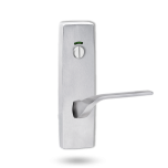 EXT SQ END PLATE - PRIVACY INDICATING EMERGENCY TURN WITH LEVER 122 LH SATIN CHROME