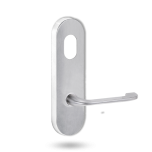 2801 ROUND END PLATE WITH CYLINDER HOLE & 115 LEVER SATIN CHROME
