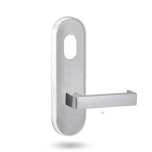 2801 ROUND END PLATE WITH CYLINDER HOLE & 142 LEVER SATIN CHROME