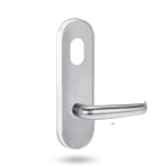 2801 ROUND END PLATE WITH CYLINDER HOLE & 180 LEVER SATIN CHROME