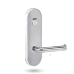 2814 ROUND END PLATE WITH PRIV INDICATOR EMERGENCY TURN & 102 LEVER SATIN CHROME
