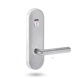 2814 ROUND END PLATE WITH PRIV INDICATOR EMERGENCY TURN & 104 LEVER SATIN CHROME