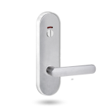 2814 ROUND END PLATE WITH PRIV INDICATOR EMERGENCY TURN & 106 LEVER SATIN CHROME