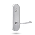 2814 ROUND END PLATE WITH PRIV INDICATOR EMERGENCY TURN & 115 LEVER SATIN CHROME