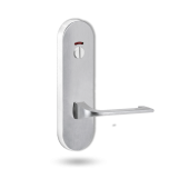 2814 ROUND END PLATE WITH PRIV INDICATOR EMERGENCY TURN & 124 LEVER SATIN CHROME
